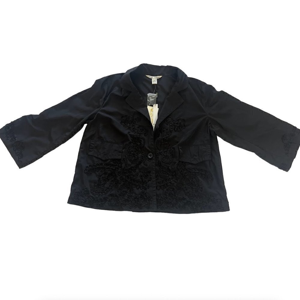 Nikki Valenti Black embroidered blazer NWOT